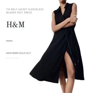 NEW SOLD OUT H&M Sleeveless Blazer Vest Suit Tie-Belt Jacket Dress
